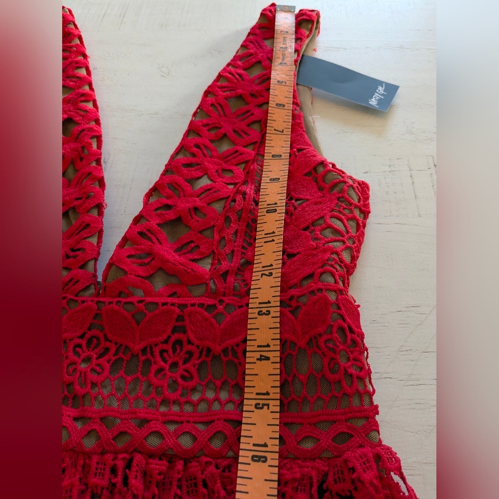 Nasty Gal NWT Isobel Red Crochet Lace Maxi Dress Sz Small Isobel Sheer Boho - Picture 15 of 15